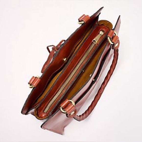 Patricia Nash Montana Sadie Hand-Tooled Leather Satchel Whiskered Brown New - Picture 3 of 13